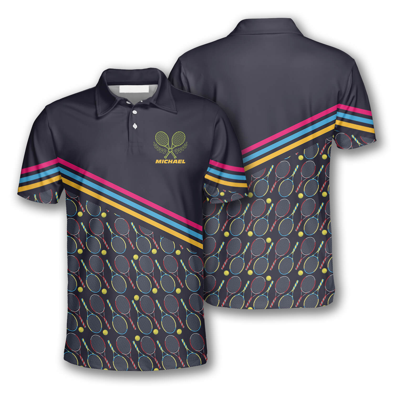 Tennis Seamless Pattern Custom Polo Tennis Shirts for Men