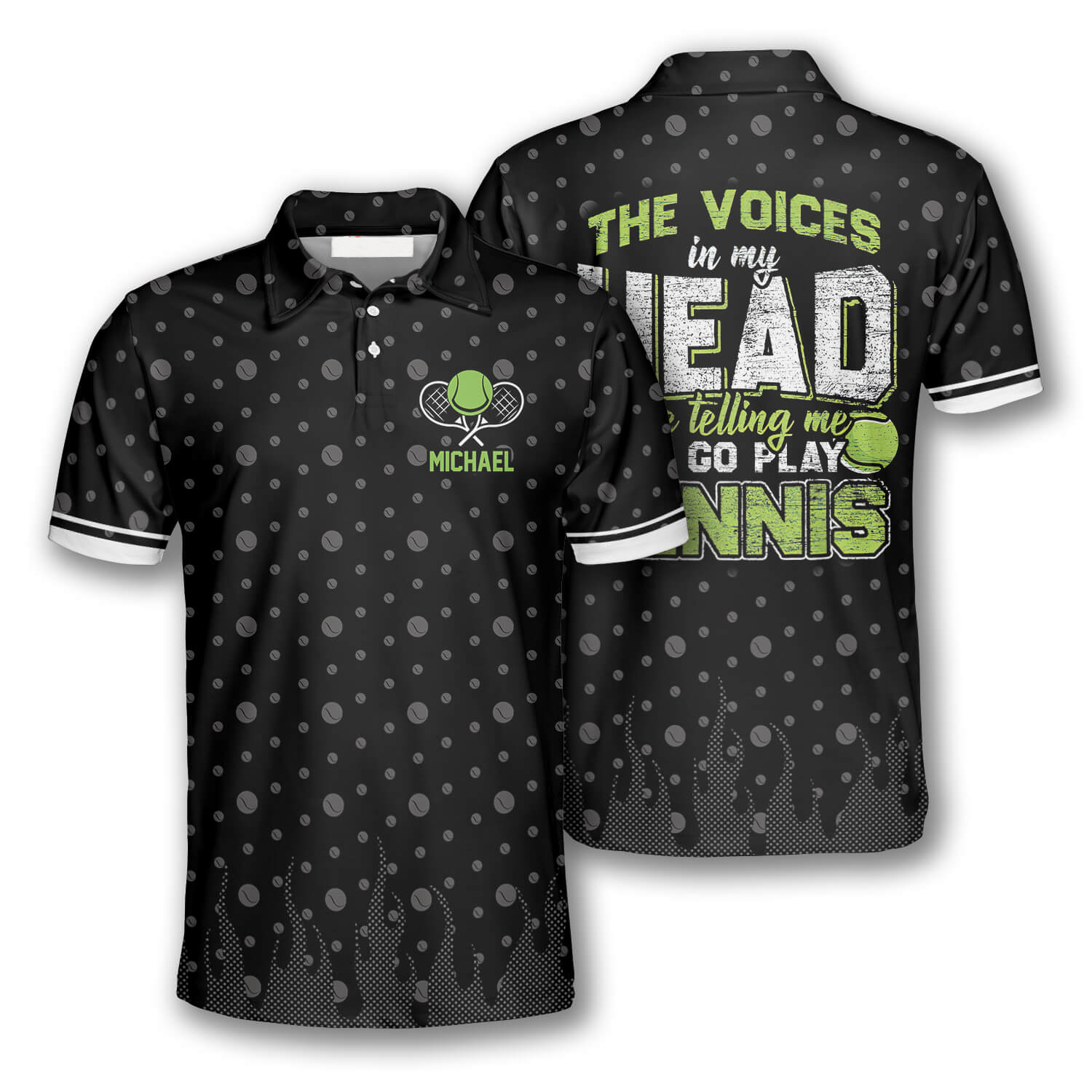 Tennis the Voices in My Head Custom Polo Tennis Shirts for Men