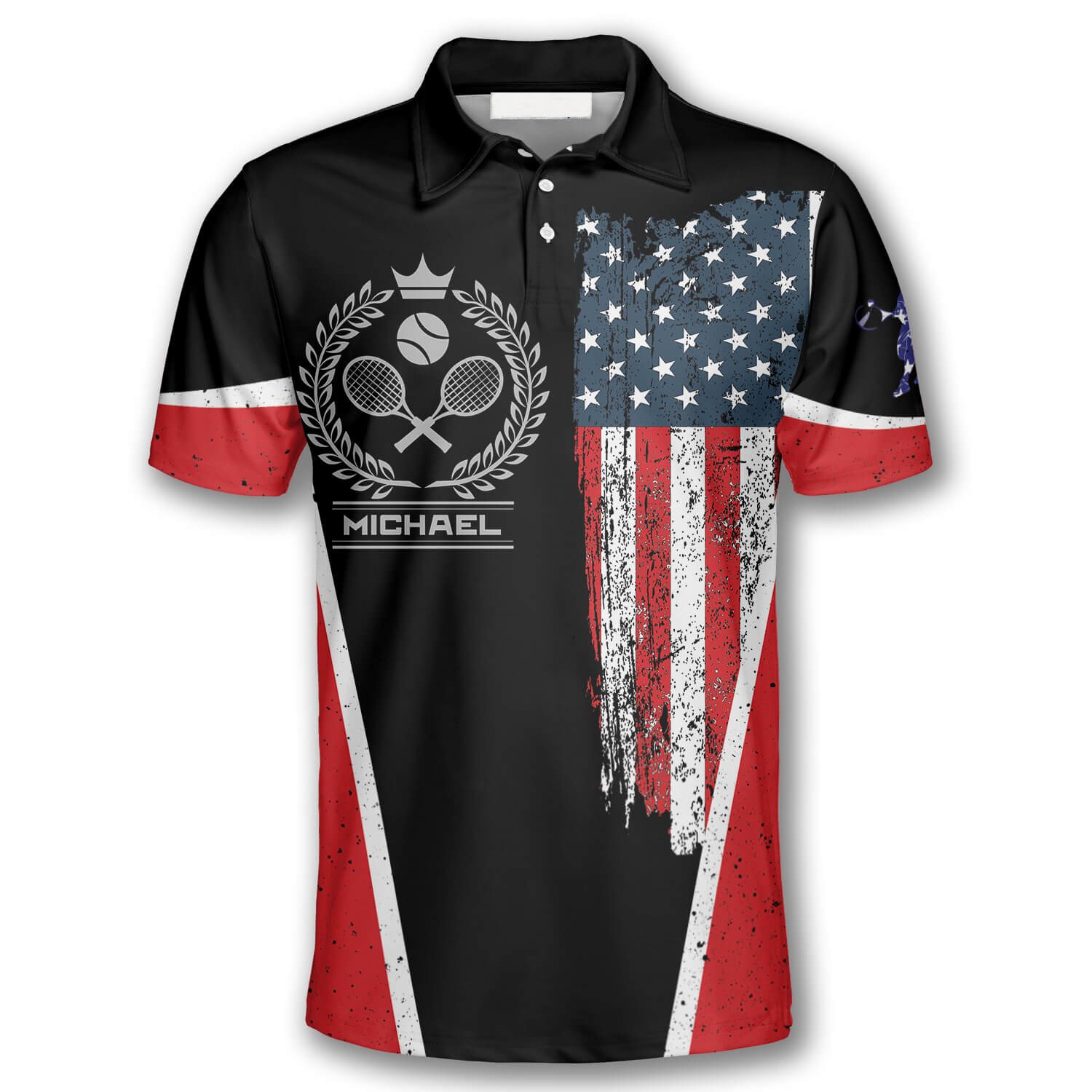 Tennis Usa Flag Emblem Custom Polo Tennis Shirts for Men