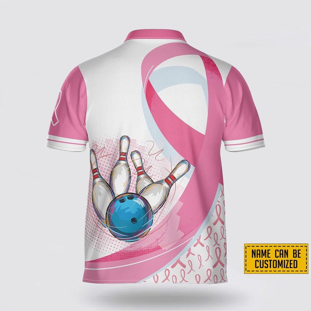 Personalized Breast Cancer Ribbon Bowling Jersey Shirt – Perfect Gift for Bowling Fans