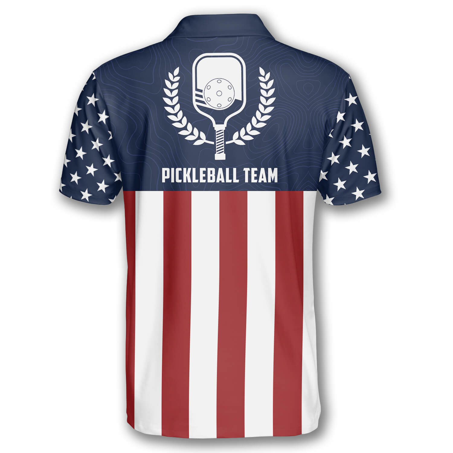 Emblem American Flag Navy Custom Pickleball Shirts for Men
