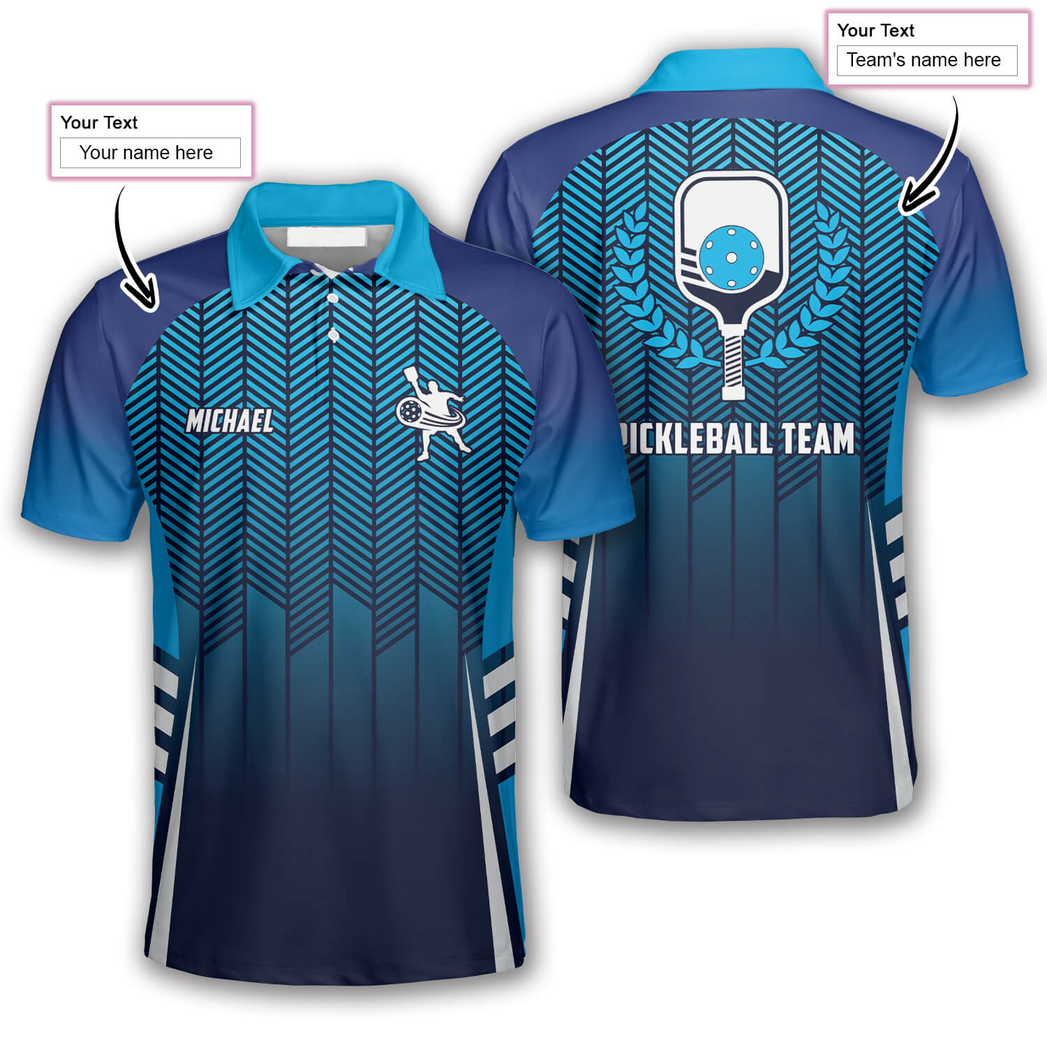 Gradient Blue Custom Pickleball Shirts for Men