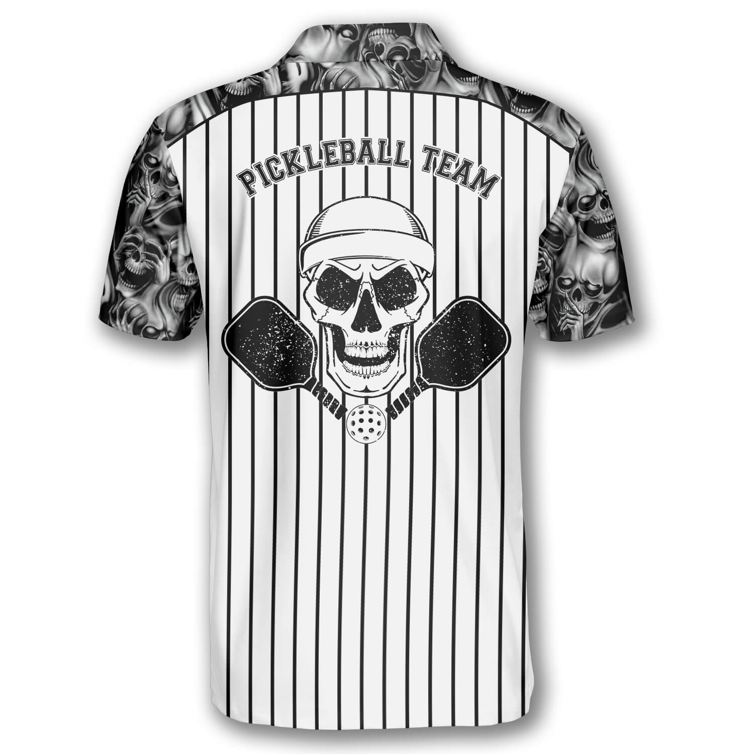 Skull Vertical Stripes Custom Pickleball Shirts for Men