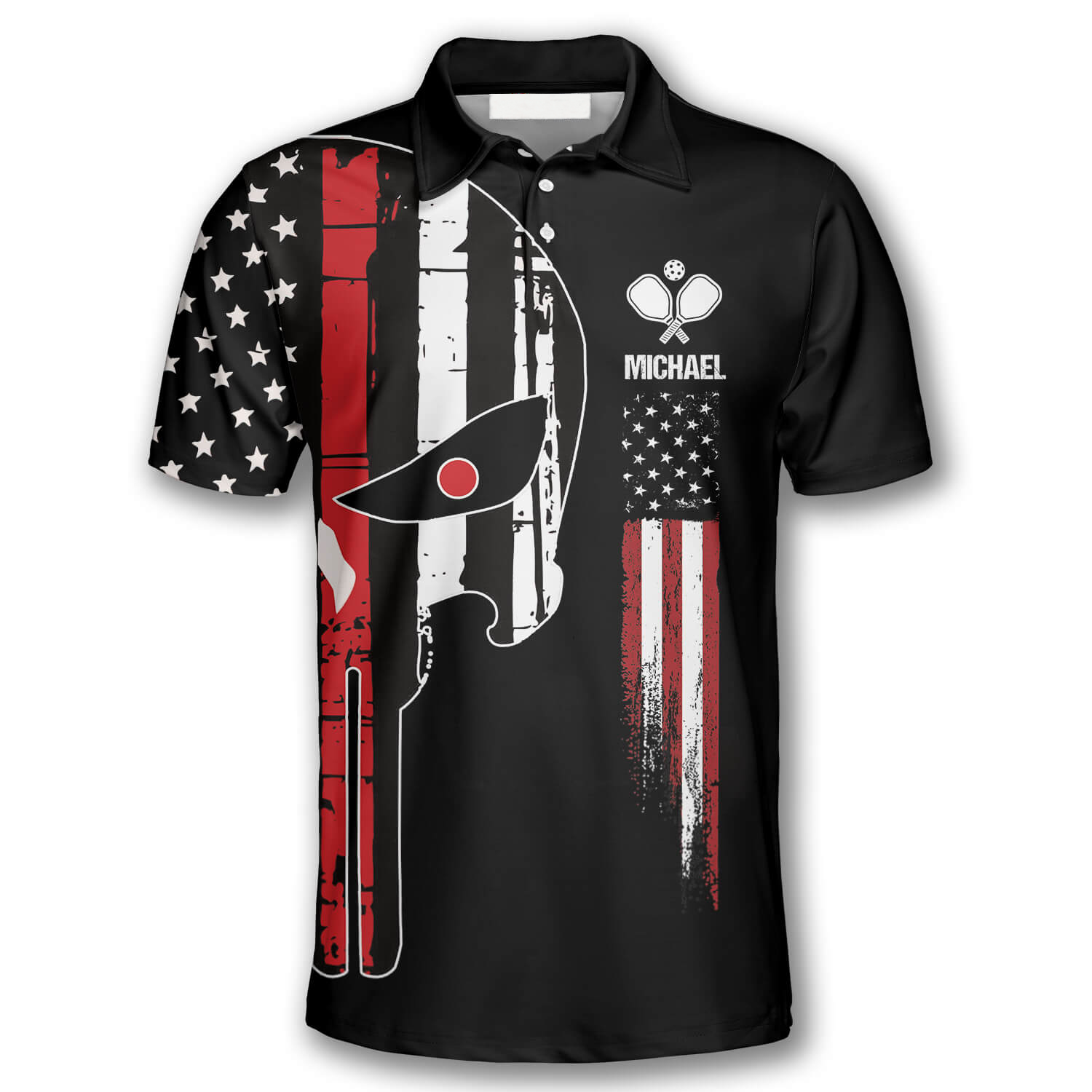 Punisher Skull American Flag Custom Pickleball Shirts for Men