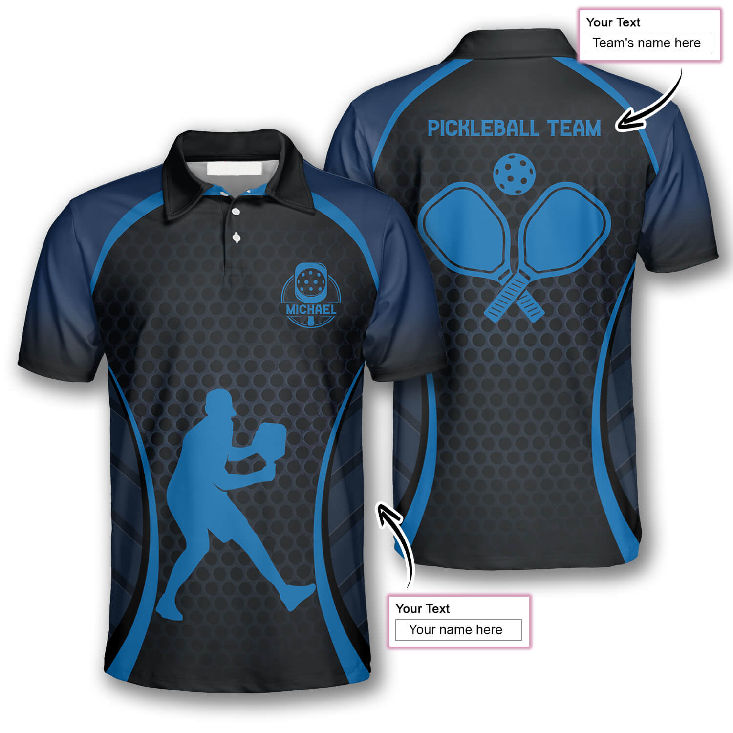 Blue Honeycomb Custom Pickleball Shirts for Men
