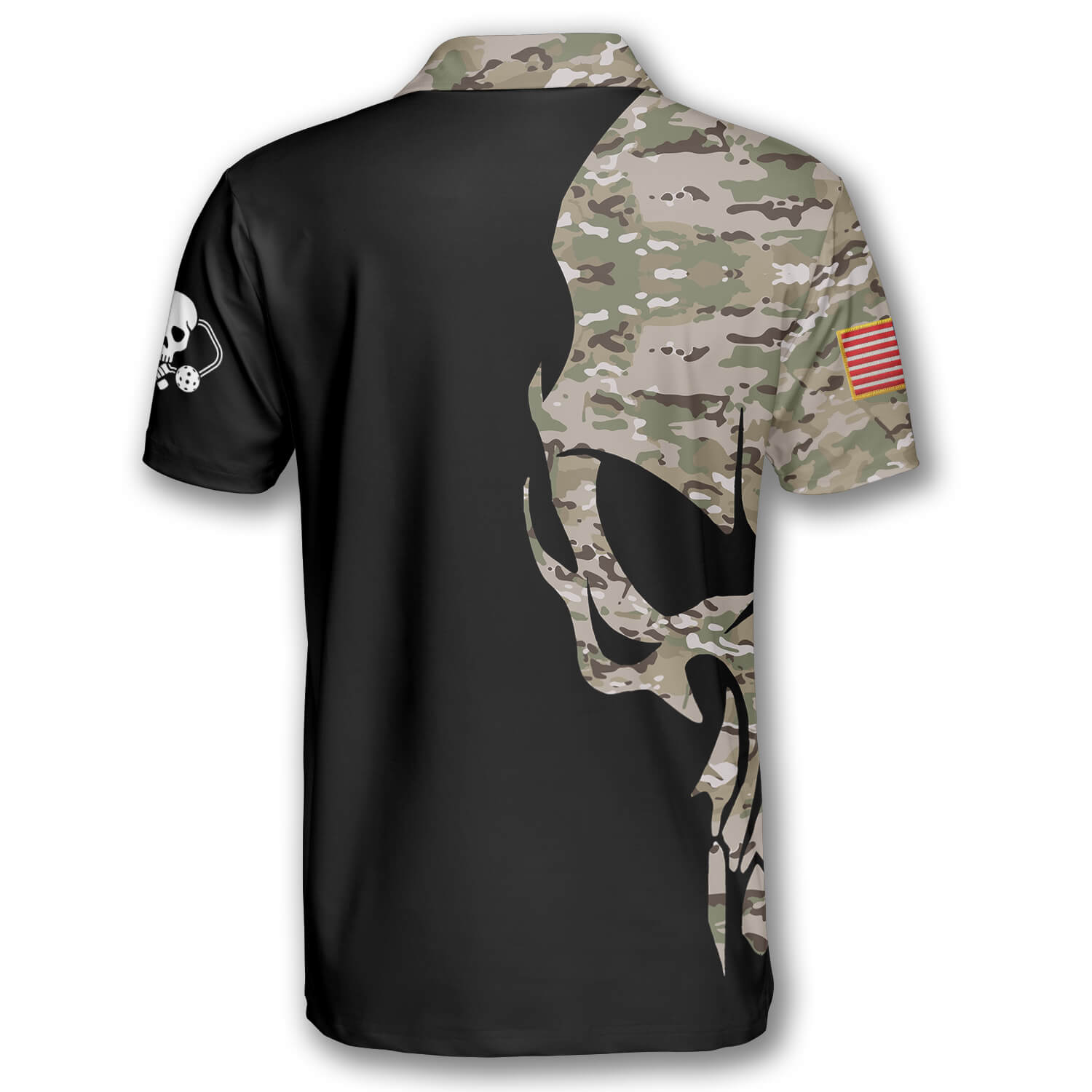 Skull Camouflage American Flag Custom Pickleball Shirts for Men