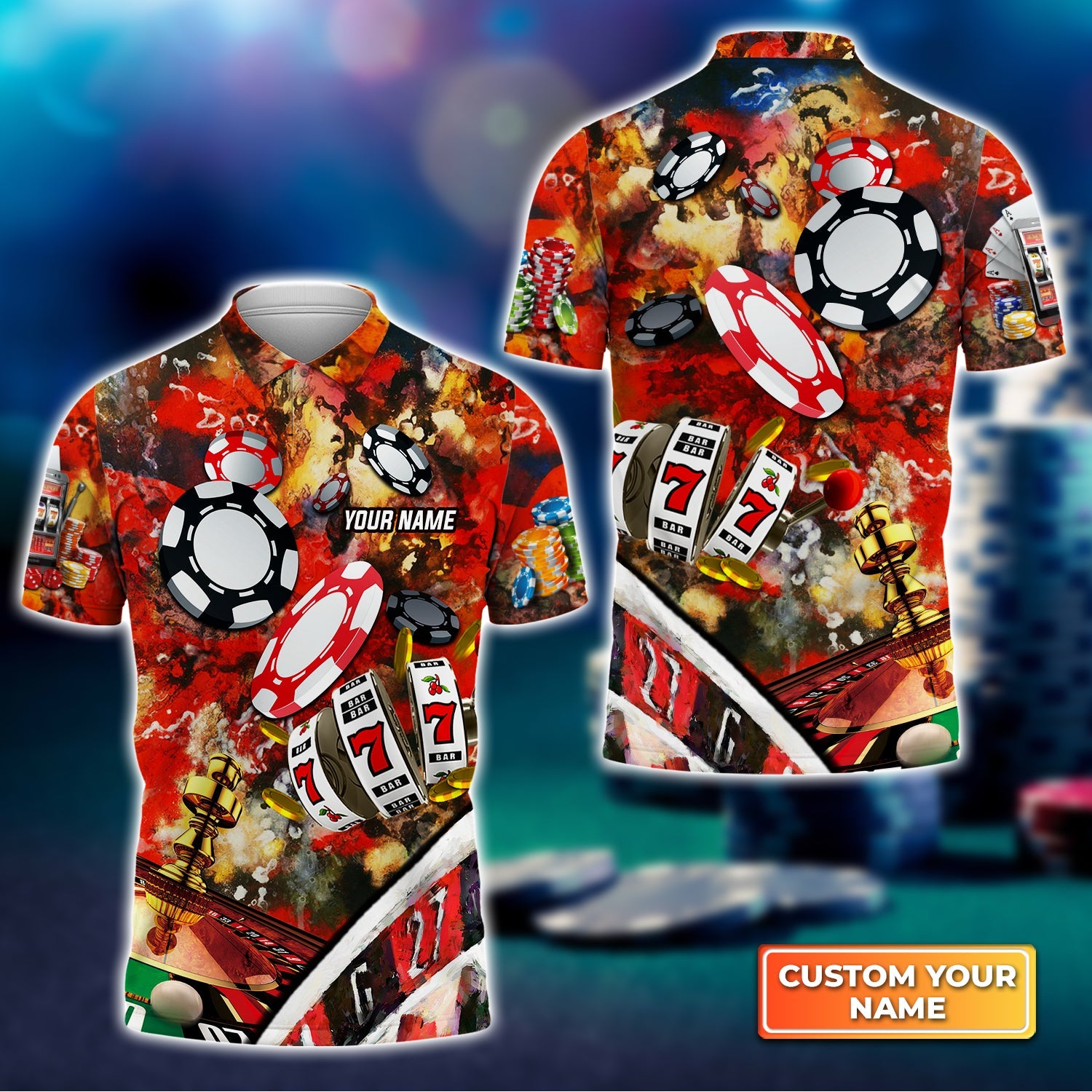 Gambling Casino Gambling Style Personalized Name 3D Polo Shirt Gift For Poker Players