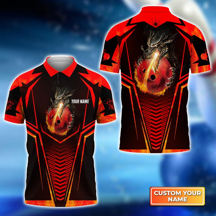 Personalized Bowling Dragon Fire Flame Name All Over Printed Shirt