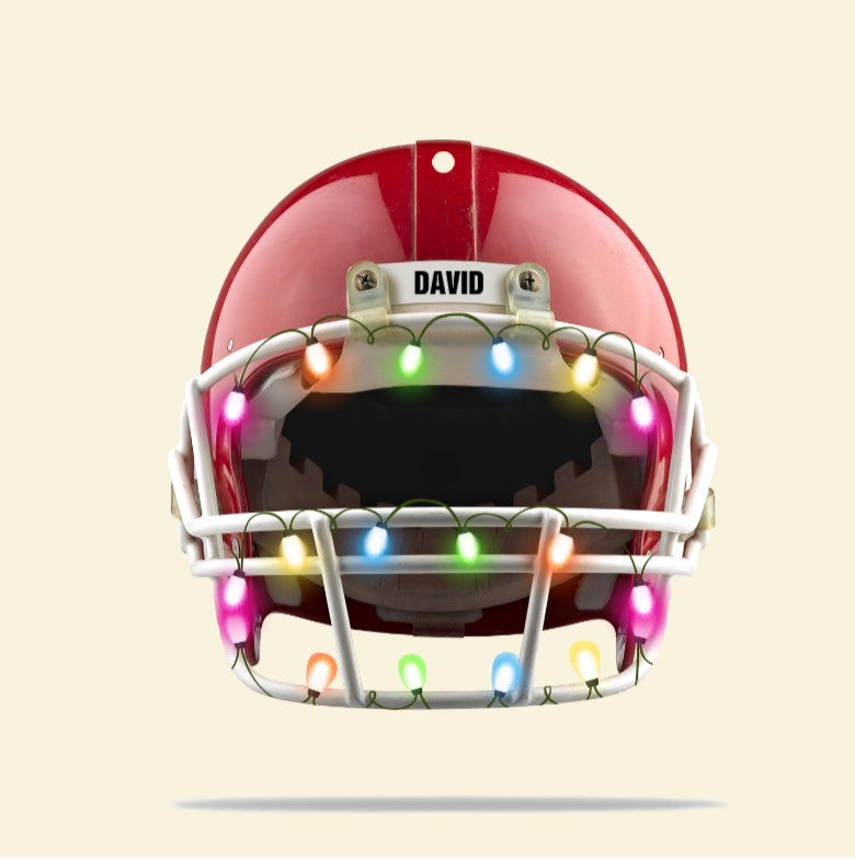 American Football Helmet - Personalized Shaped Christmas Ornament/ Gift for Football Player