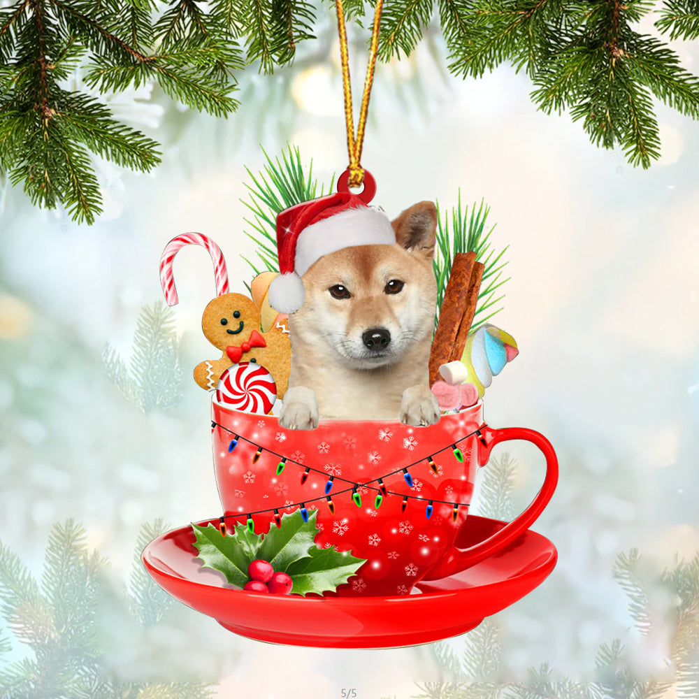 Shiba Inu 2 In Cup Merry Christmas Ornament Flat Acrylic Dog Ornament