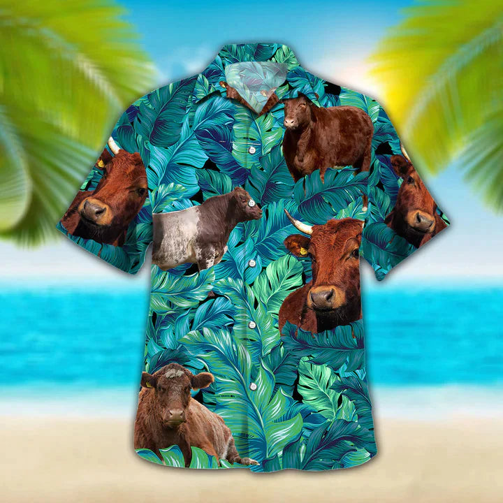 Shorthorn Cattle Lovers Hawaiian Shirt/ cow aloha shirt/ Summer Short Sleeve Hawaiian Aloha Shirt for men/ Women