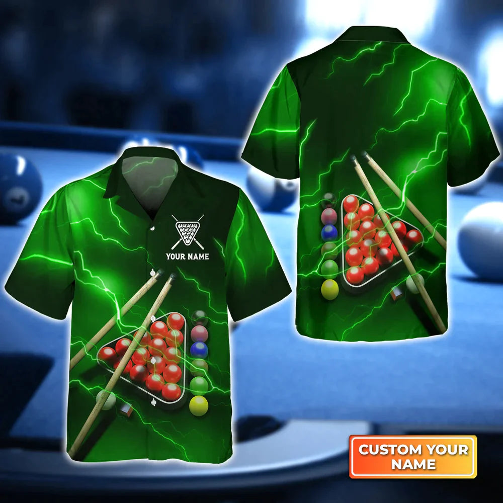 Snooker Thunder Lightning 3D Hawaiian Shirt/ Billiard team shirt/ Billiard shirt for men and women