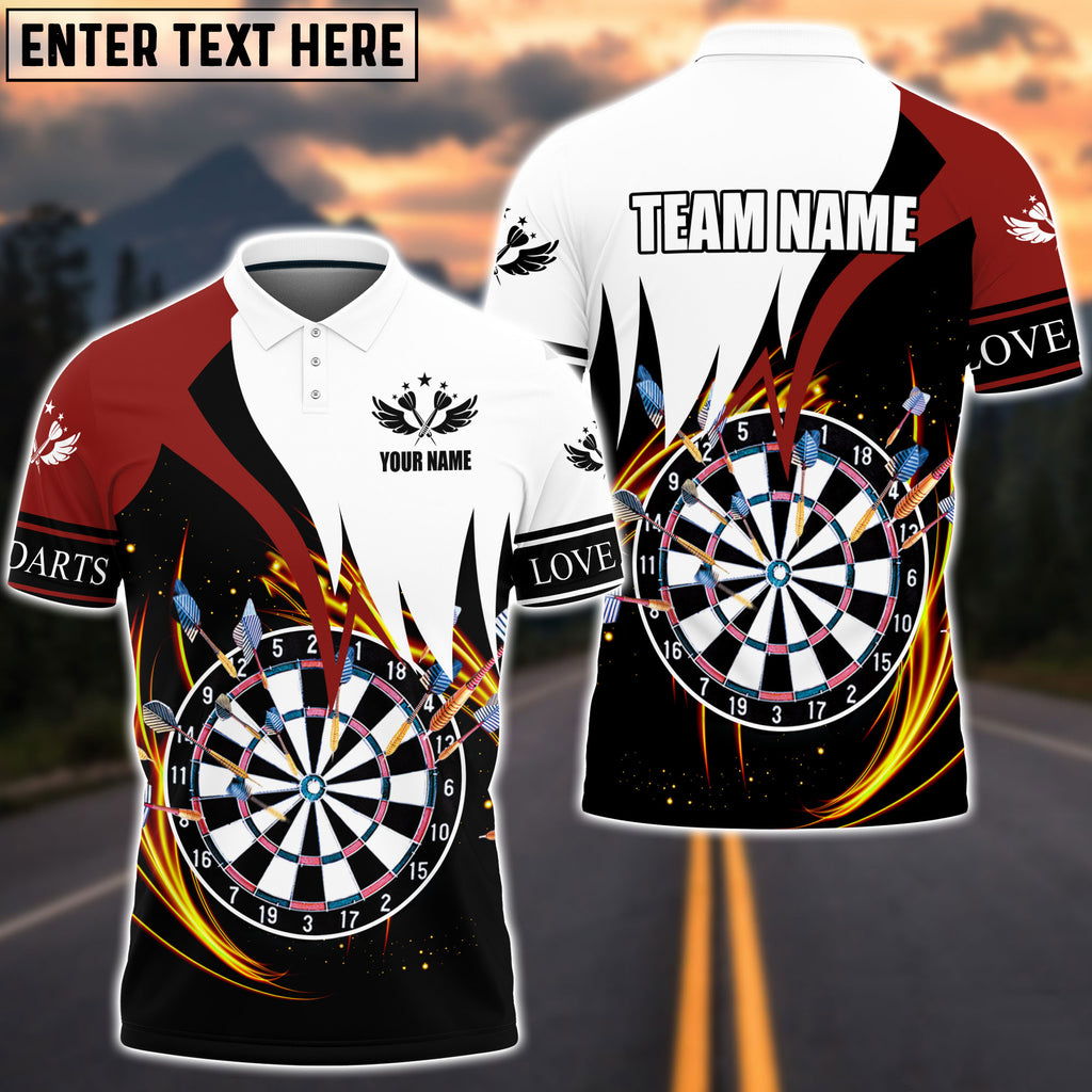 Personalized Love Dart Red and White 3D Polo Shirt/ Dart Team Shirt/ Gift for Men