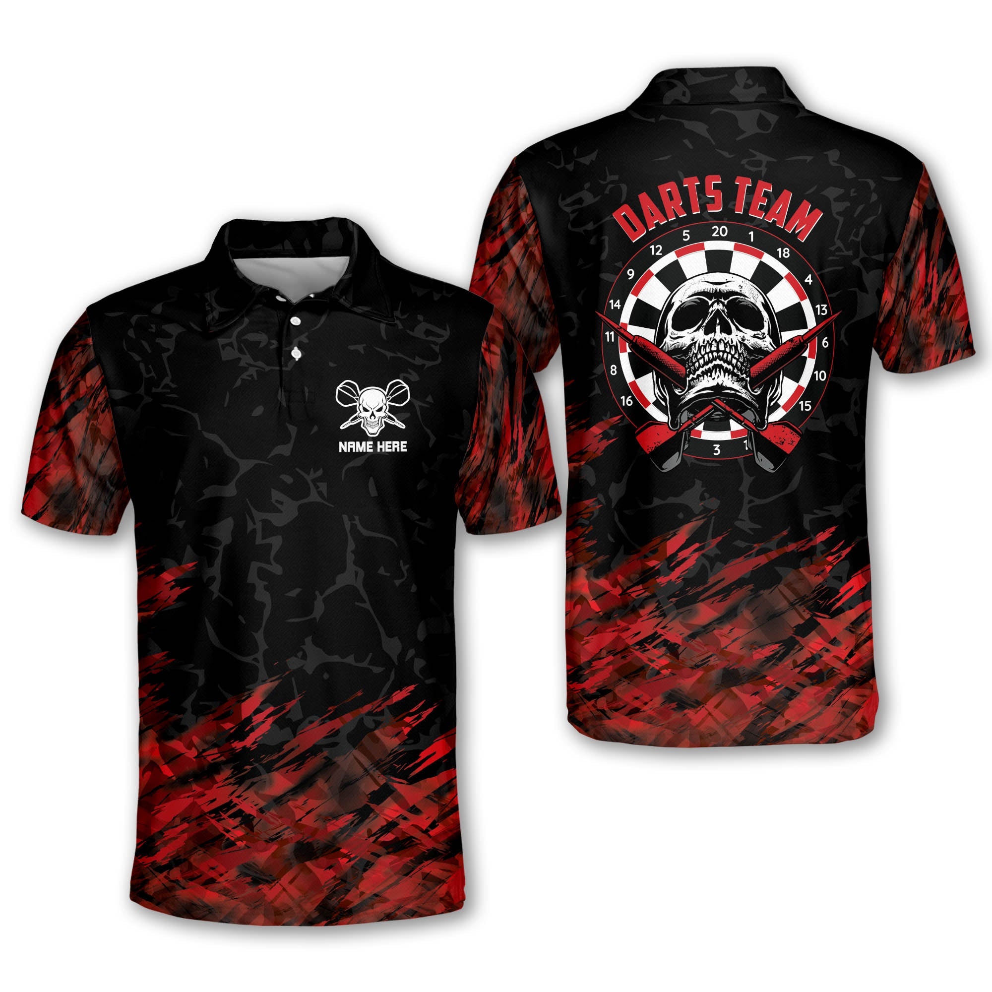 3D All Over Print Skull Dart Polo Shirts/ Gift for Dart Player/ Uniform for Dart Team