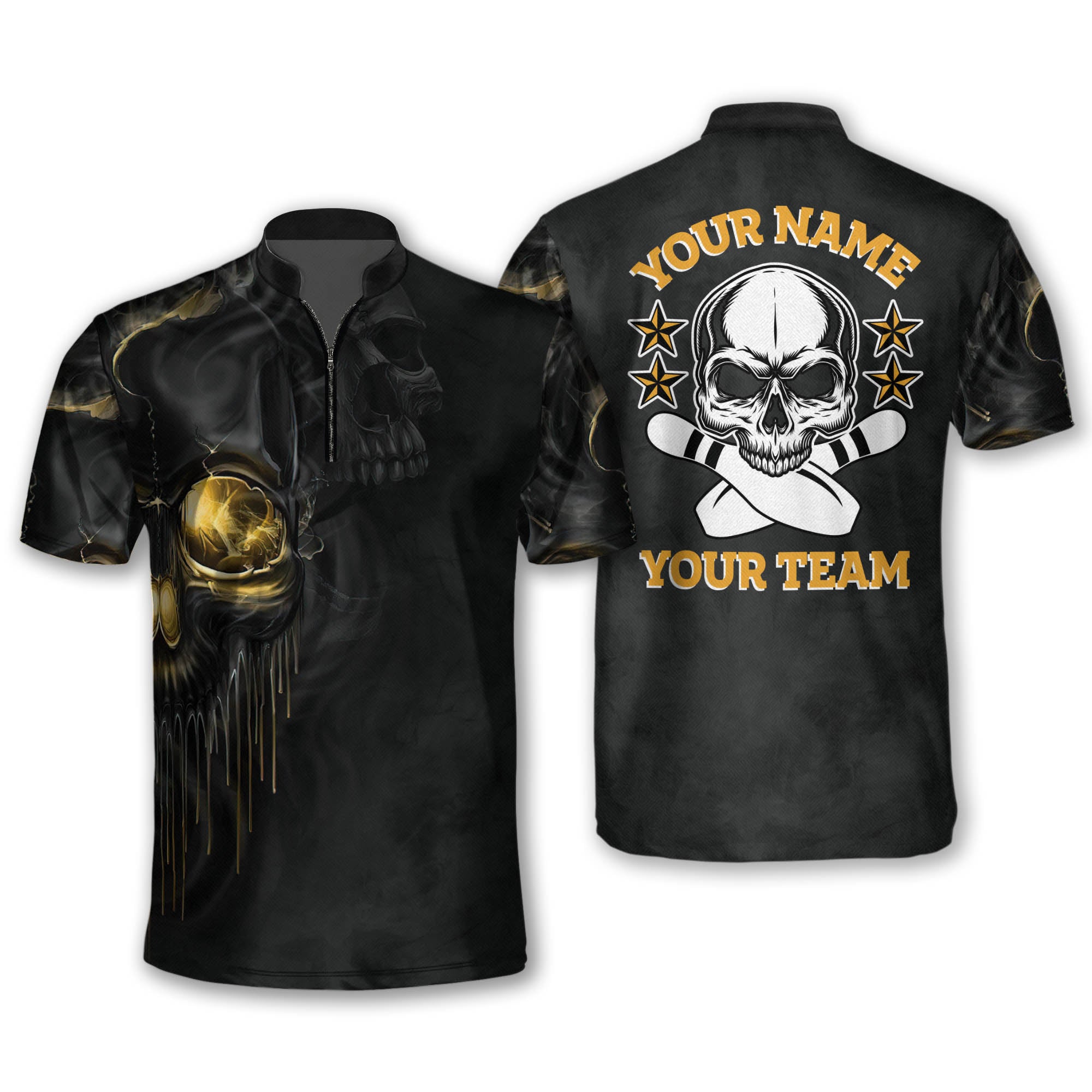 Skull Bowling League Jersey Team Shirts For Men/ Idea Shirt for Team Bowling