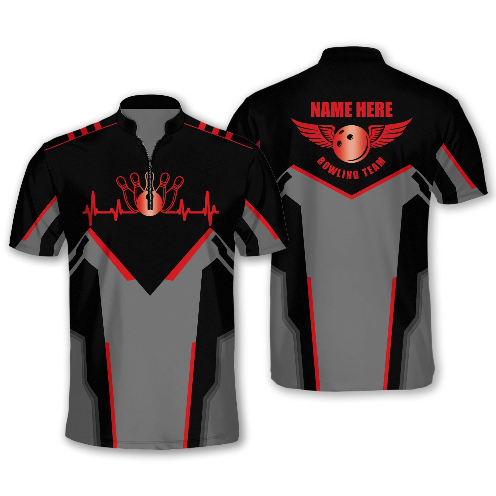 Personalized Heartbeat Bowling Jerseys For Men/ Idea Shirt for Team Bowling Lover
