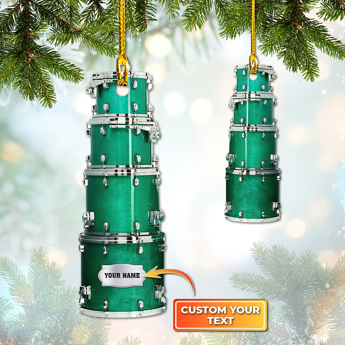 Personalized Name Drum Shaped Ornament/ Drummer/ Christmas Drum Set Shaped Ornament