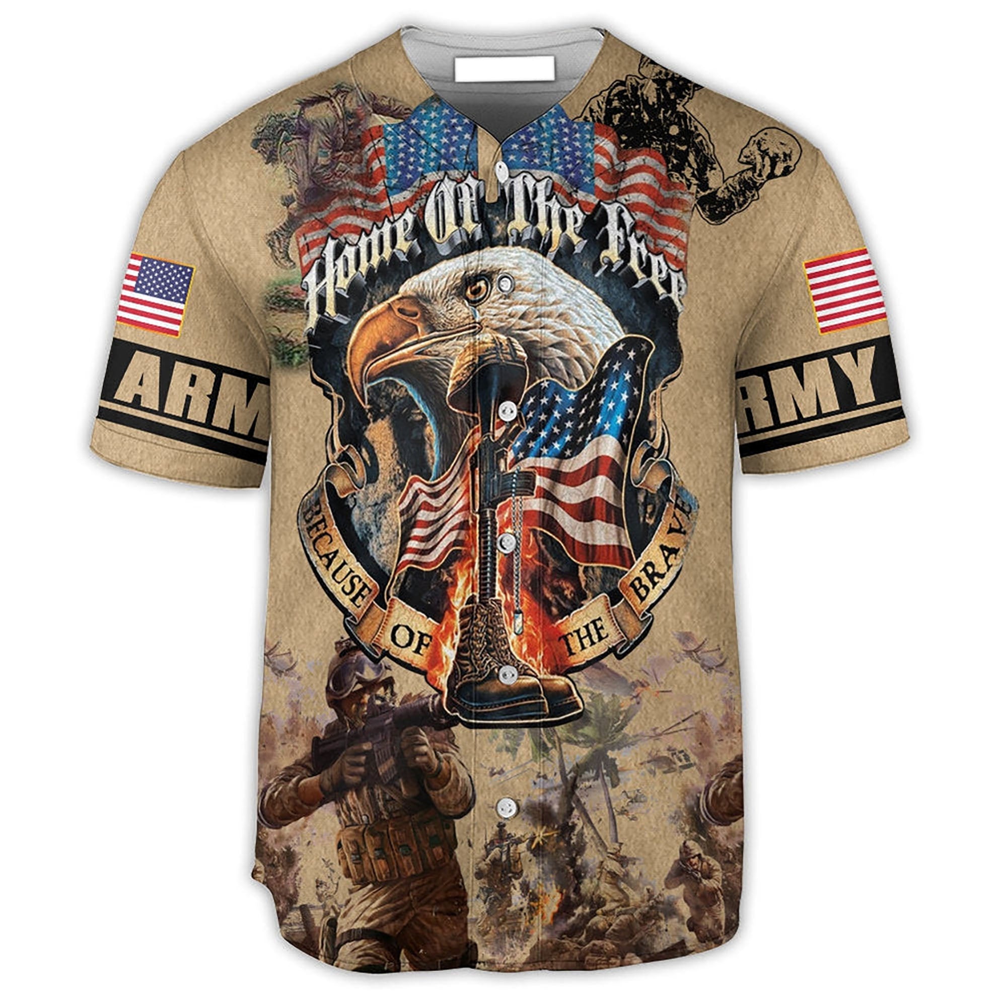 Veteran Army America Home Of The Free Because Of The Brave Baseball Jersey