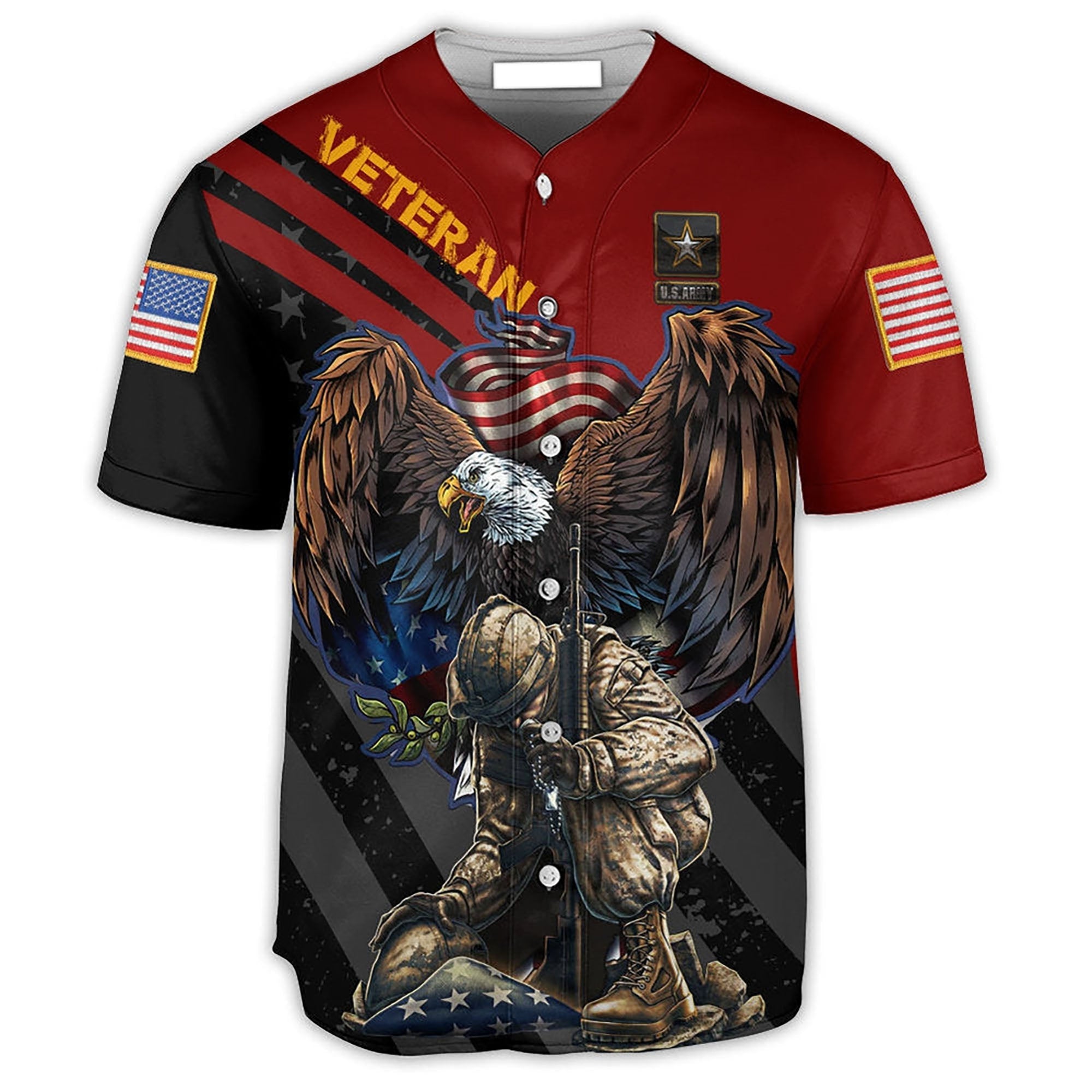 Veteran Army Never Forget Memory Red Style Baseball Jersey