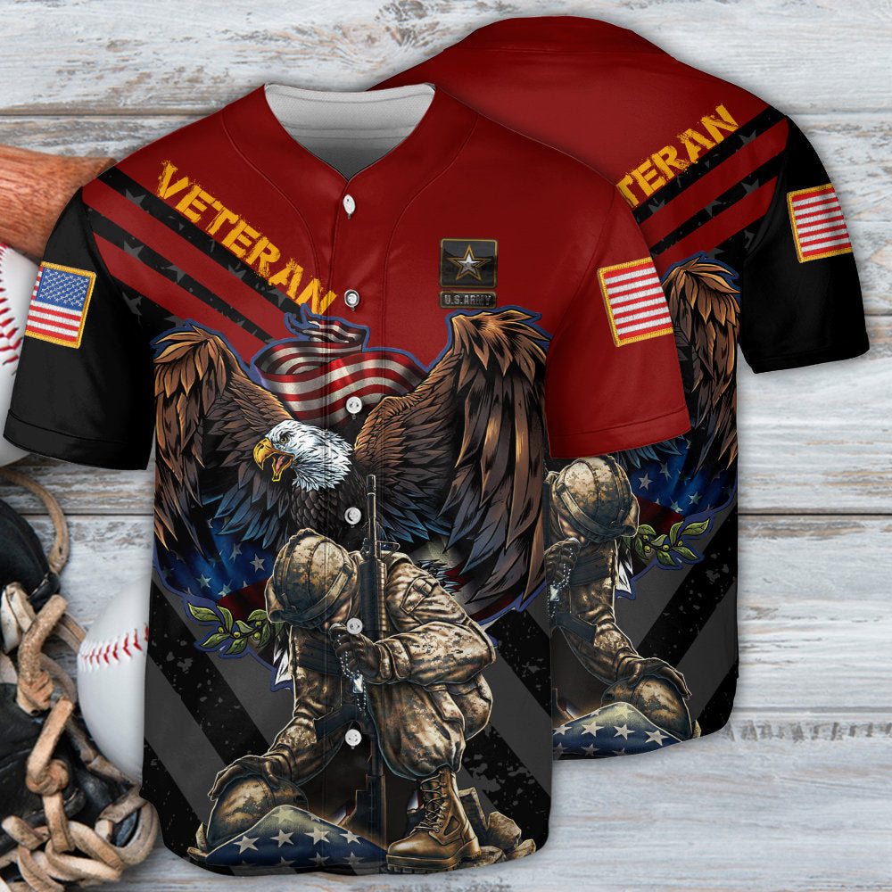 Veteran Army Never Forget Memory Red Style Baseball Jersey
