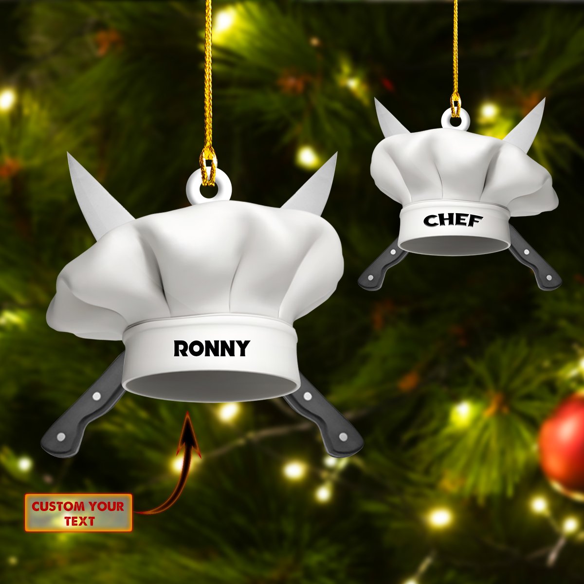 Personalized Name Hat Chef Ornament/ Any Style Hat Chef Christmas Ornament/ Idea Gift for Chef