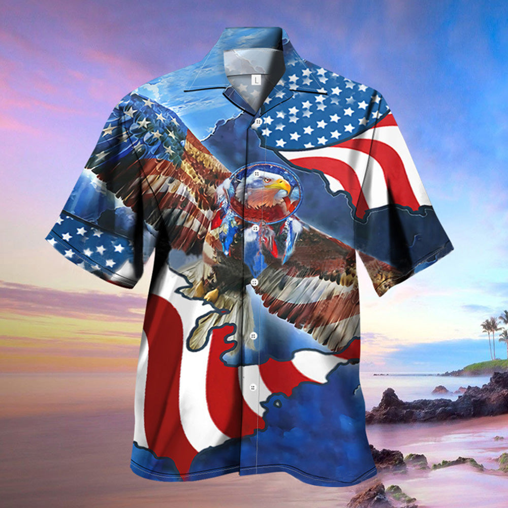 Men''s American Flag Patriotic Hawaiian Shirts Independence Day Shirts