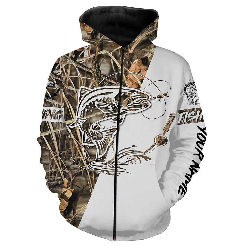 Trout Personalized fishing tattoo camo all-over print long sleeve/ T-shirt/ Hoodie/ Zip up hoodie