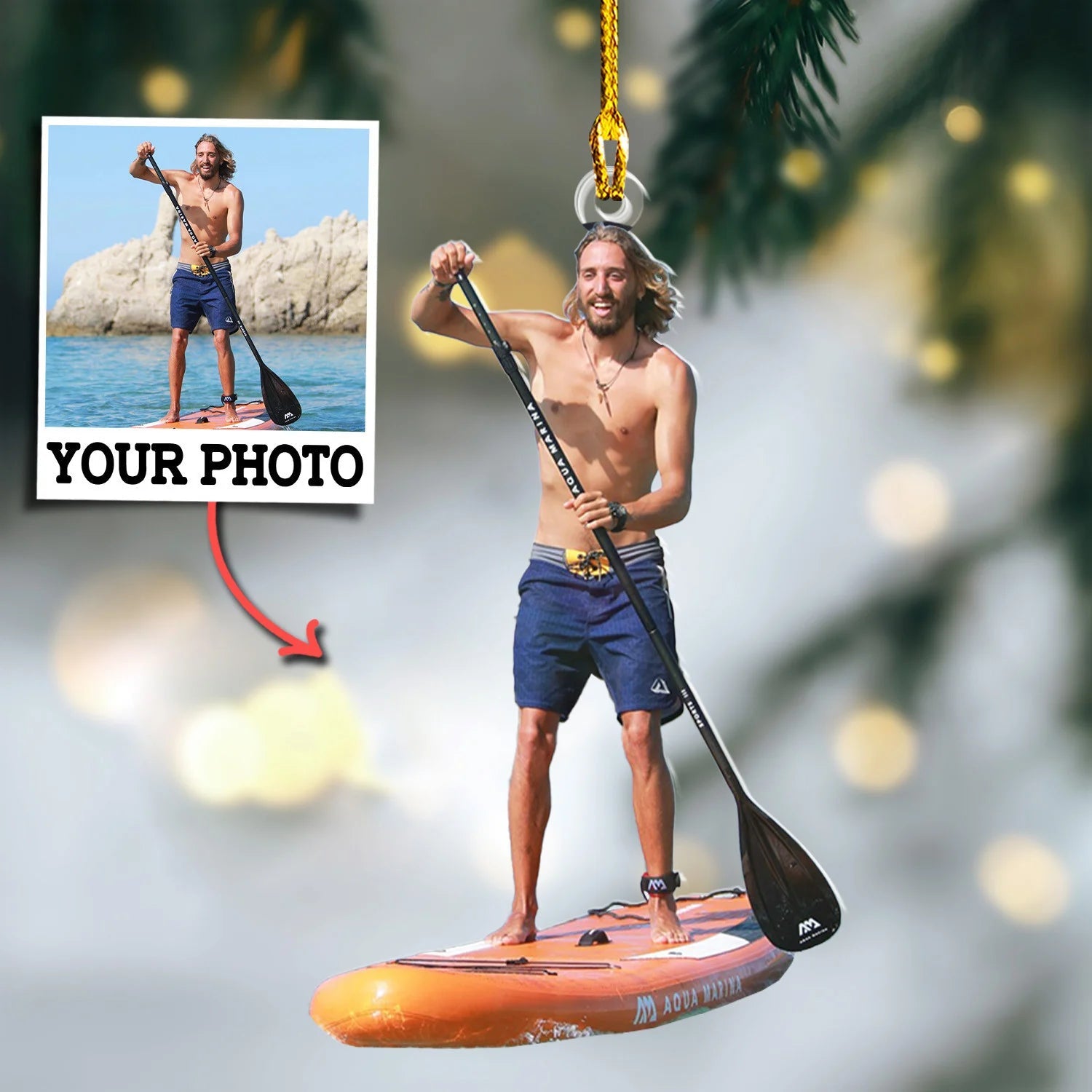 Custom Photo Ornament Gift For Player Surfboard - Personalized Photo Ornament Gift For Surfboard Lovers