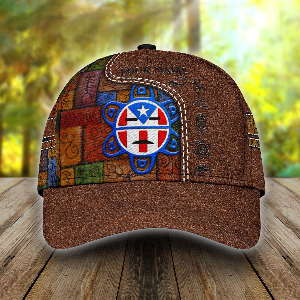 Customized Puerto Rico Cap Hat in Leather Pattern/ Puerto Rico Gifts