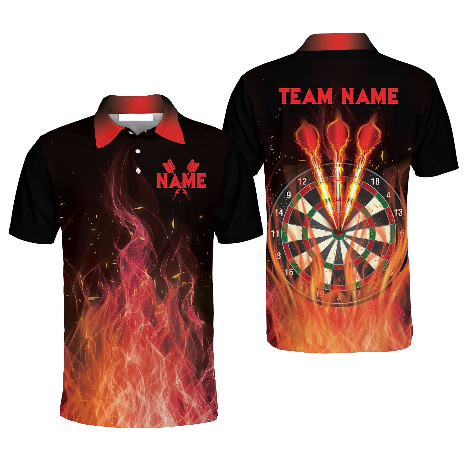 Darts Polo Shirt Custom Name And Team Name/ Darts Flame Player Uniform/ Personalized Shirt For Darts Lovers/ Darts Players