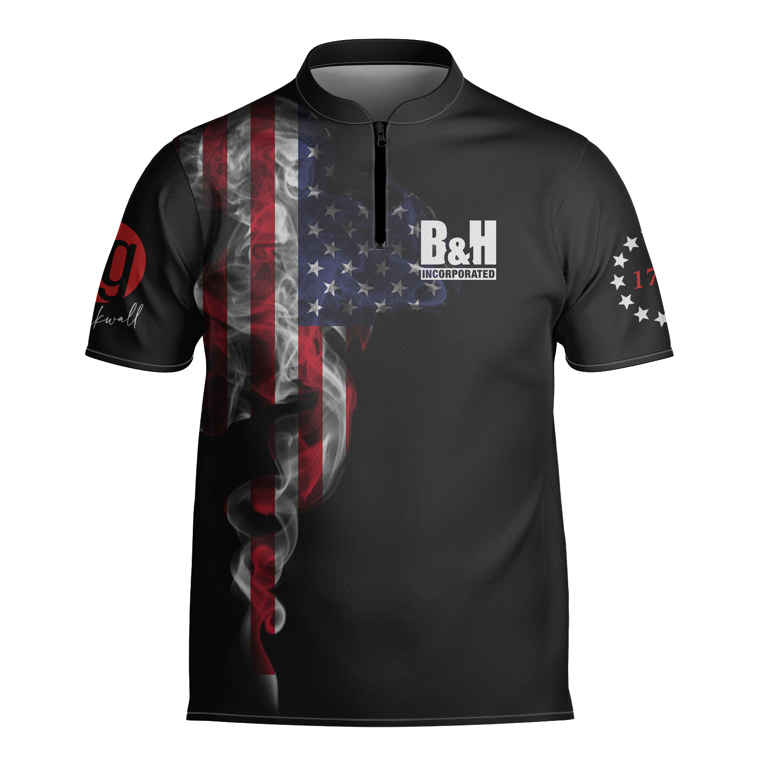 Us Flag Logo Smoke Custom Bowling Jerseys for Men/ Uniform Shirt for Bowling Team/ Bowler