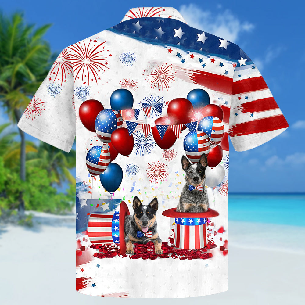 Heeler Independence Day Hawaiian Shirt/ Dog Hawaii Beach Shirt Short Sleeve For 4Th Of July