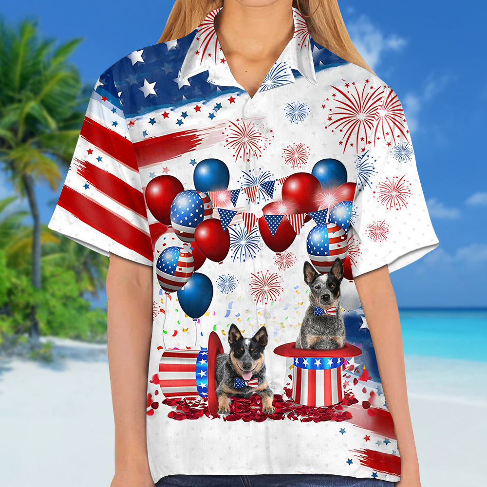 Heeler Independence Day Hawaiian Shirt/ Dog Hawaii Beach Shirt Short Sleeve For 4Th Of July