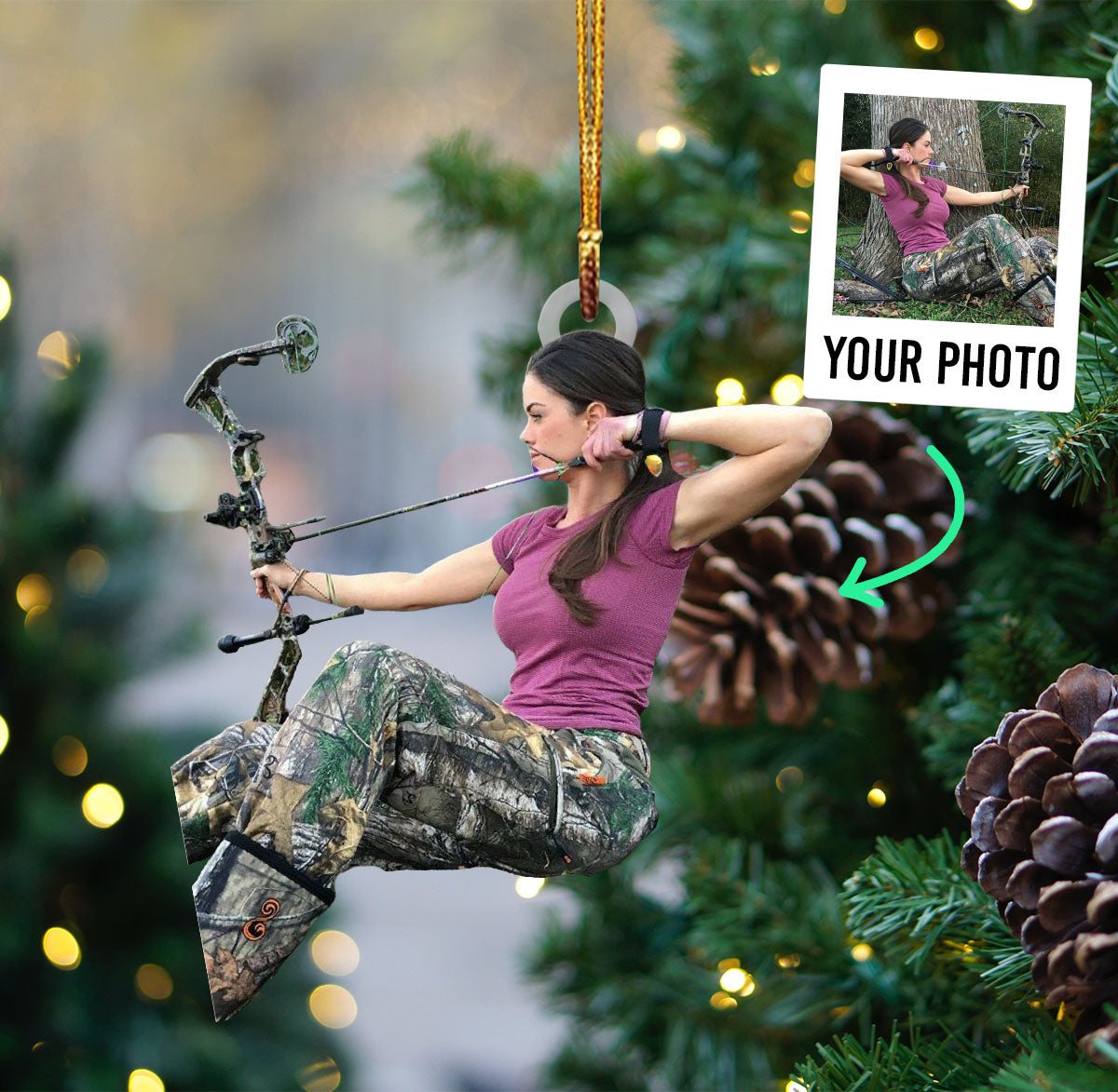 Custom Photo Acrylic Ornament for Bowhunting Lover