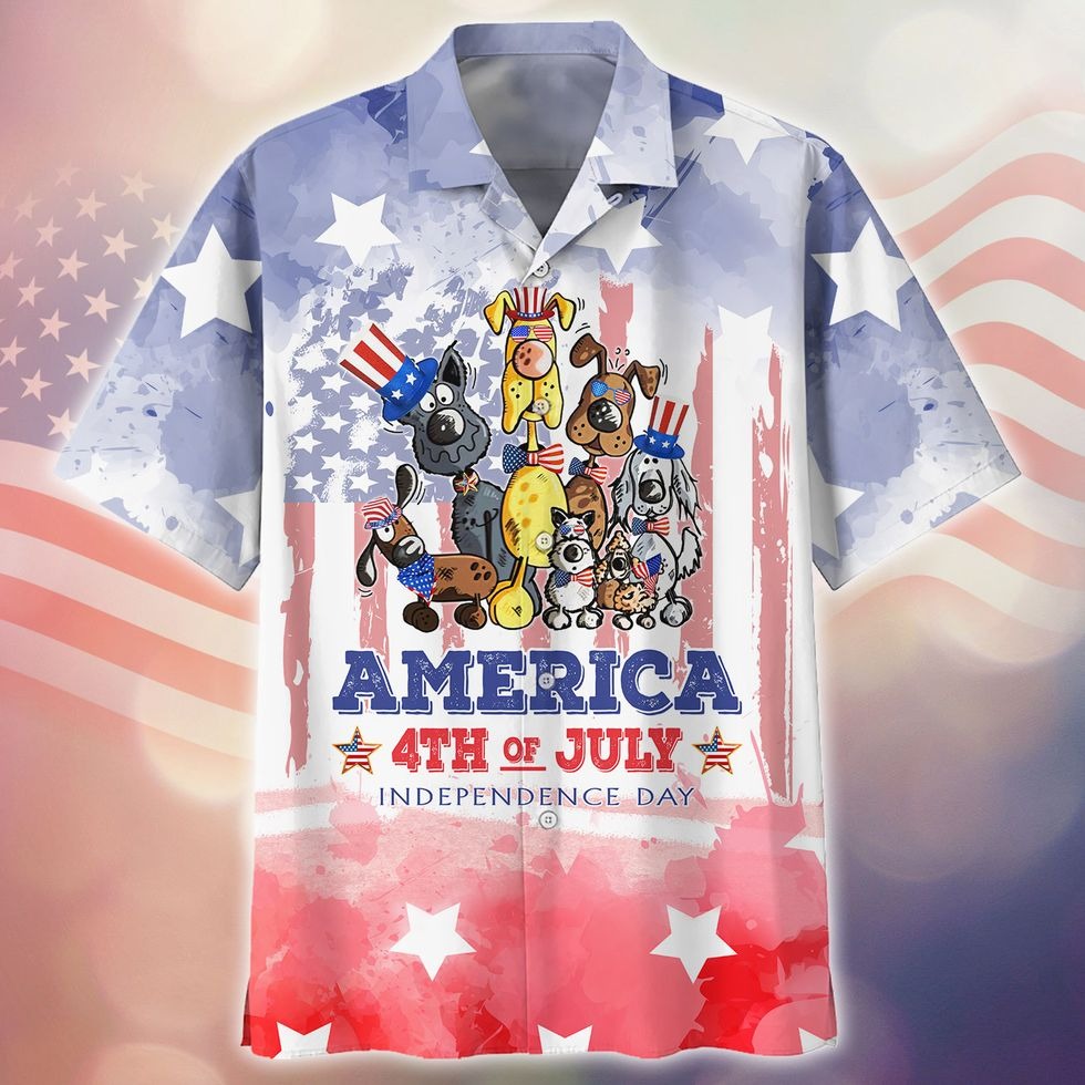Dog Independence Day 3D Full Printed Hawaiian Shirt For Men And Woman/ Happy 4Th Of Jul Hawaii Shirt