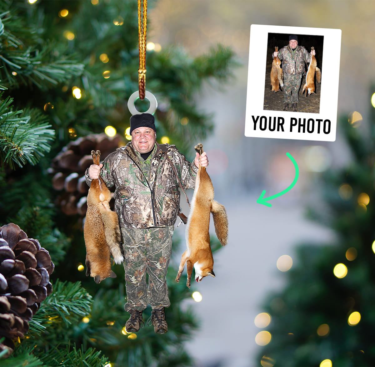 Personalized Photo Acrylic Christmas Ornament – Gift For Fox Hunting Lover