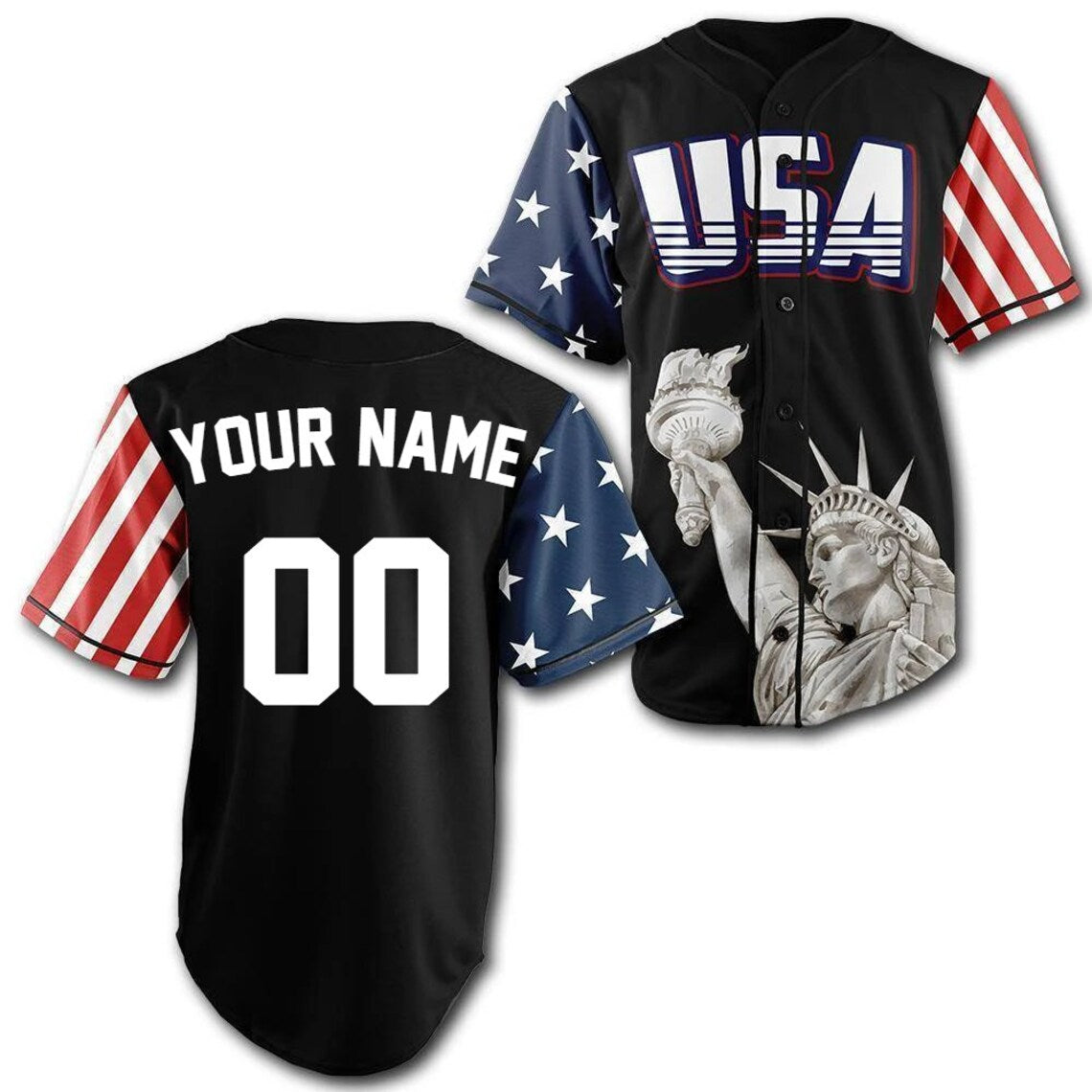 Custom Black USA Baseball Jersey/ Personalized Jersey with your Name and Number