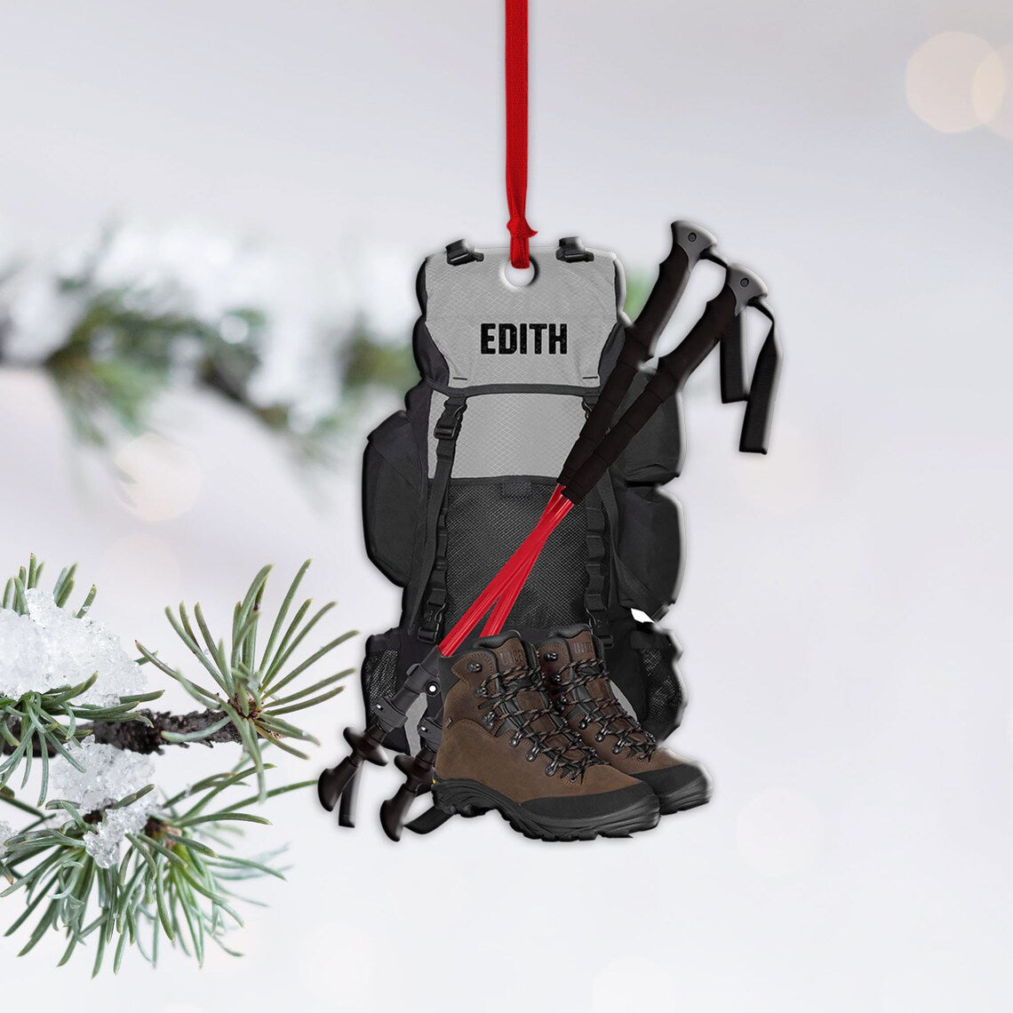 Hiking Bag Custom Custom Shape Ornaments/ Hiking Christmas Flat Ornament/ Camping Lover Gift/ Hiking Lover Gift/ Christmas Gift For Camper