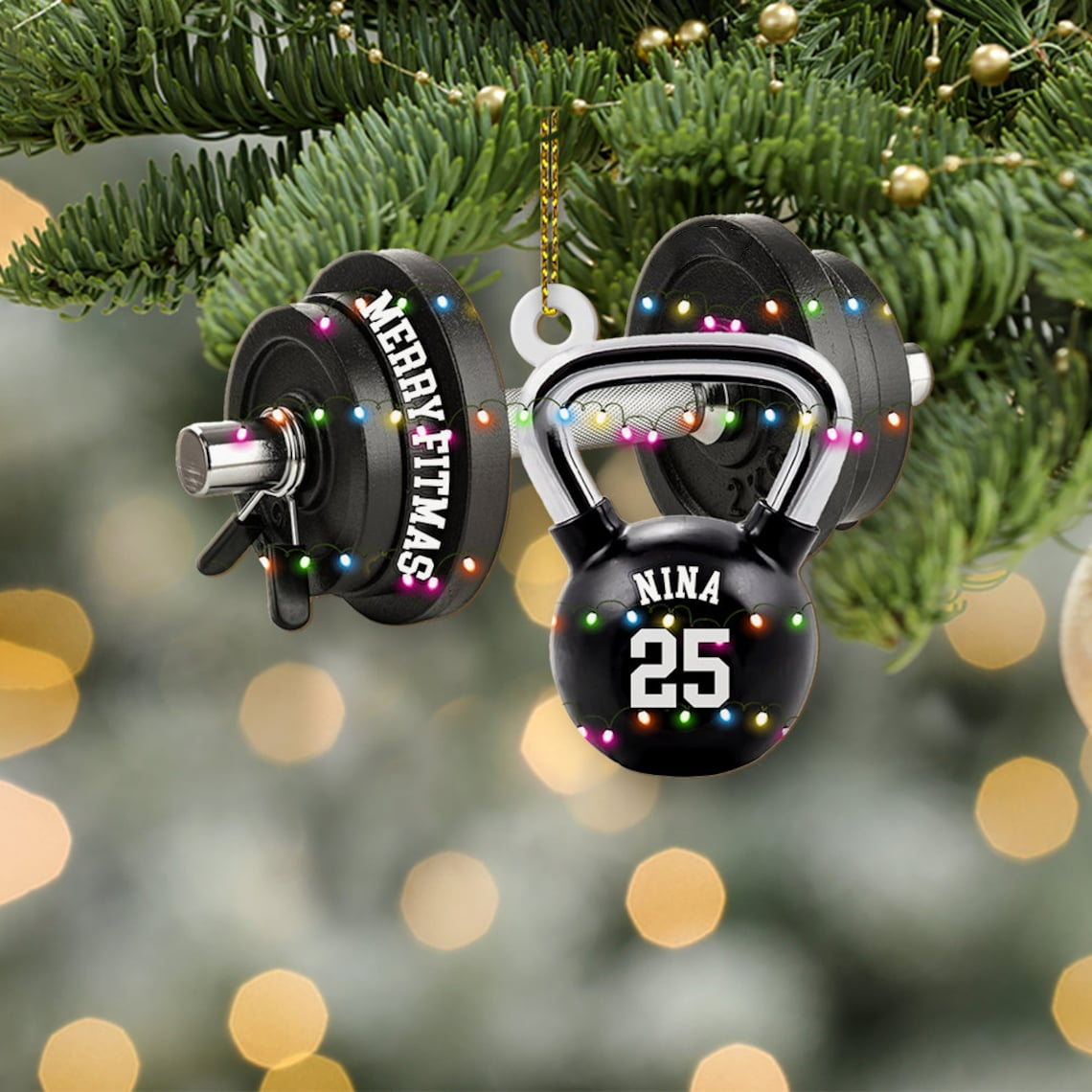 Personalized Fitness Ornament/ Personalized Christmas Flat 2D Ornament/ Custom Christmas Gift/ Fitness Gift/ Sport Christmas Gifts