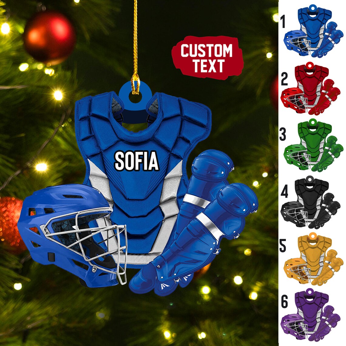 Baseball Back Catcher Christmas Ornament/ Custom Name Ornament/ Custom Shaped Ornament/ Tree Hanging Gift For Baseball Lovers/ Gift For Dad