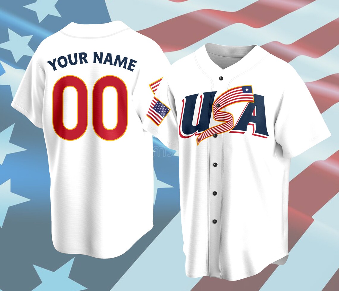 Personalized Name USA Flag Baseball Jersey For Female Baseball Fans/American Patriotic Gift For Baseball Lovers In The US/4th Of July Jersey