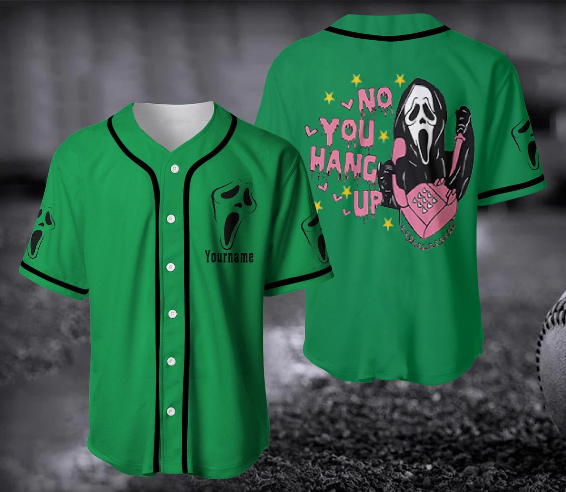 No You Hang Up Baseball Jersey/ Ghostface Valentine Jersey/ Halloween Jersey/ Halloween Gift/ Funny Funny Ghostface