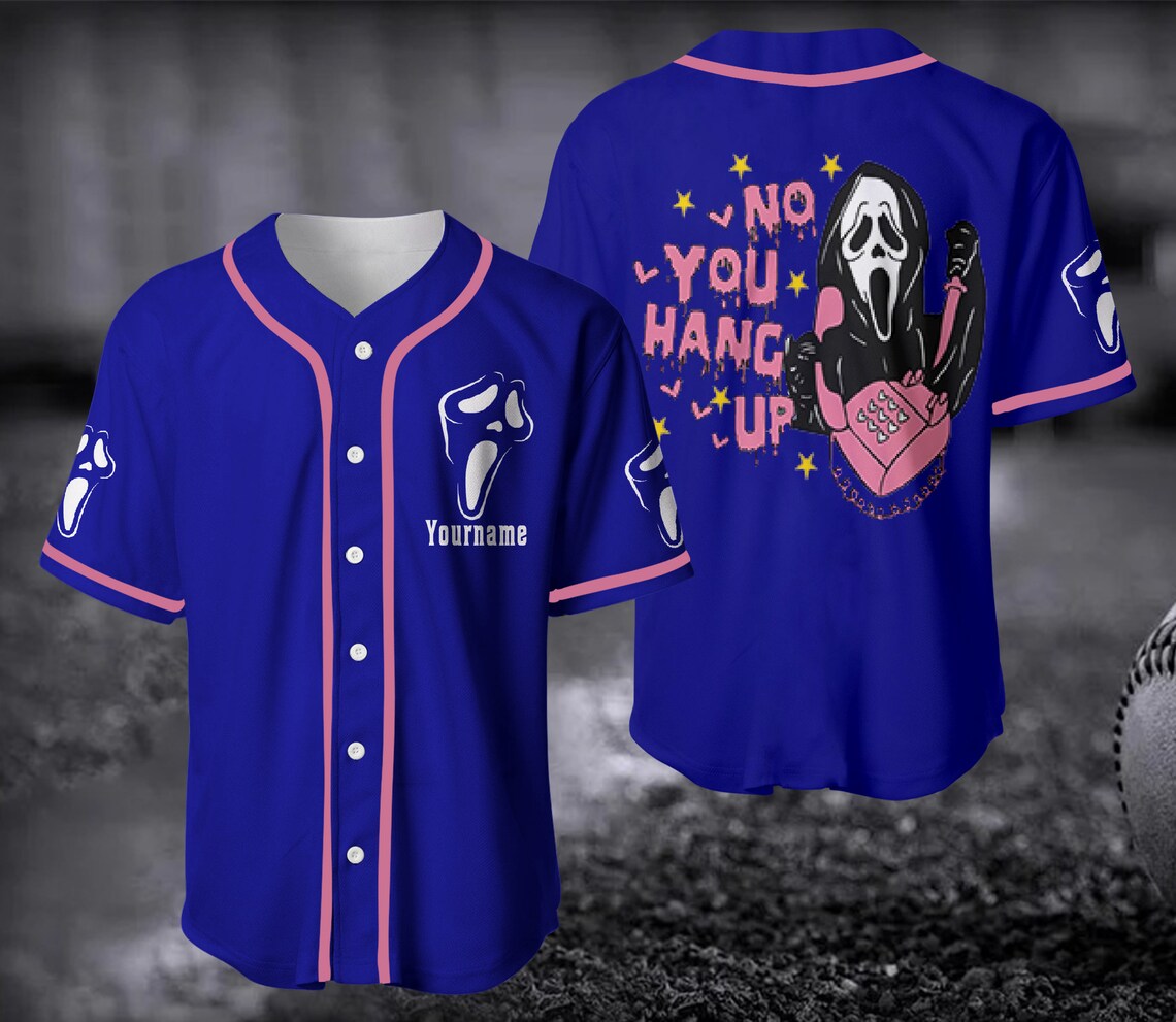 No You Hang Up Baseball Jersey/ Ghostface Valentine Jersey/ Halloween Jersey/ Halloween Gift/ Funny Funny Ghostface