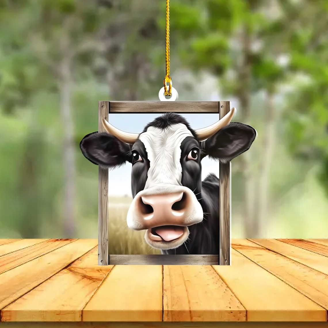Funny Cow Ornament/ Cow Car Ornament/ Cow Christmas Ornament/ Cow Farmhouse Ornament/ Cow Farmer Ornament/ Cow Lovers Gift