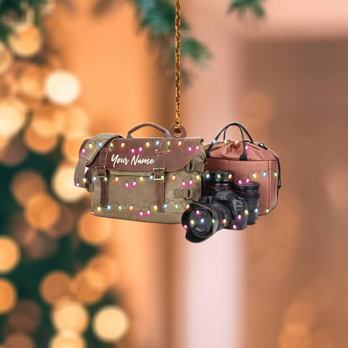 Personalized Camera Bag Christmas Ornament/ Gift For photographer / love Camera tree hanging Ornament Decor/ Camera Xmas decor