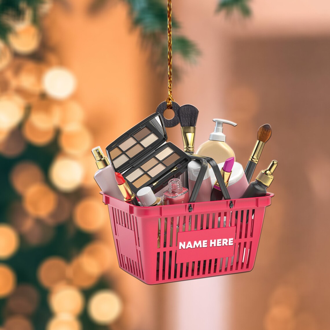 Personalized Cosmetics basket Ornament love make up Christmas Ornament make up basket Ornament Cosmetics tree hanging Ornament