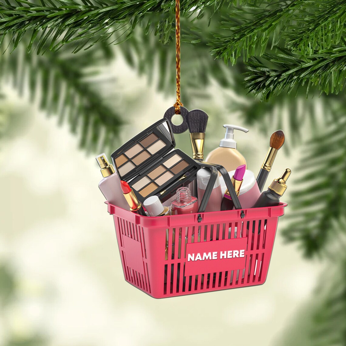 Personalized Cosmetics basket Ornament love make up Christmas Ornament make up basket Ornament Cosmetics tree hanging Ornament