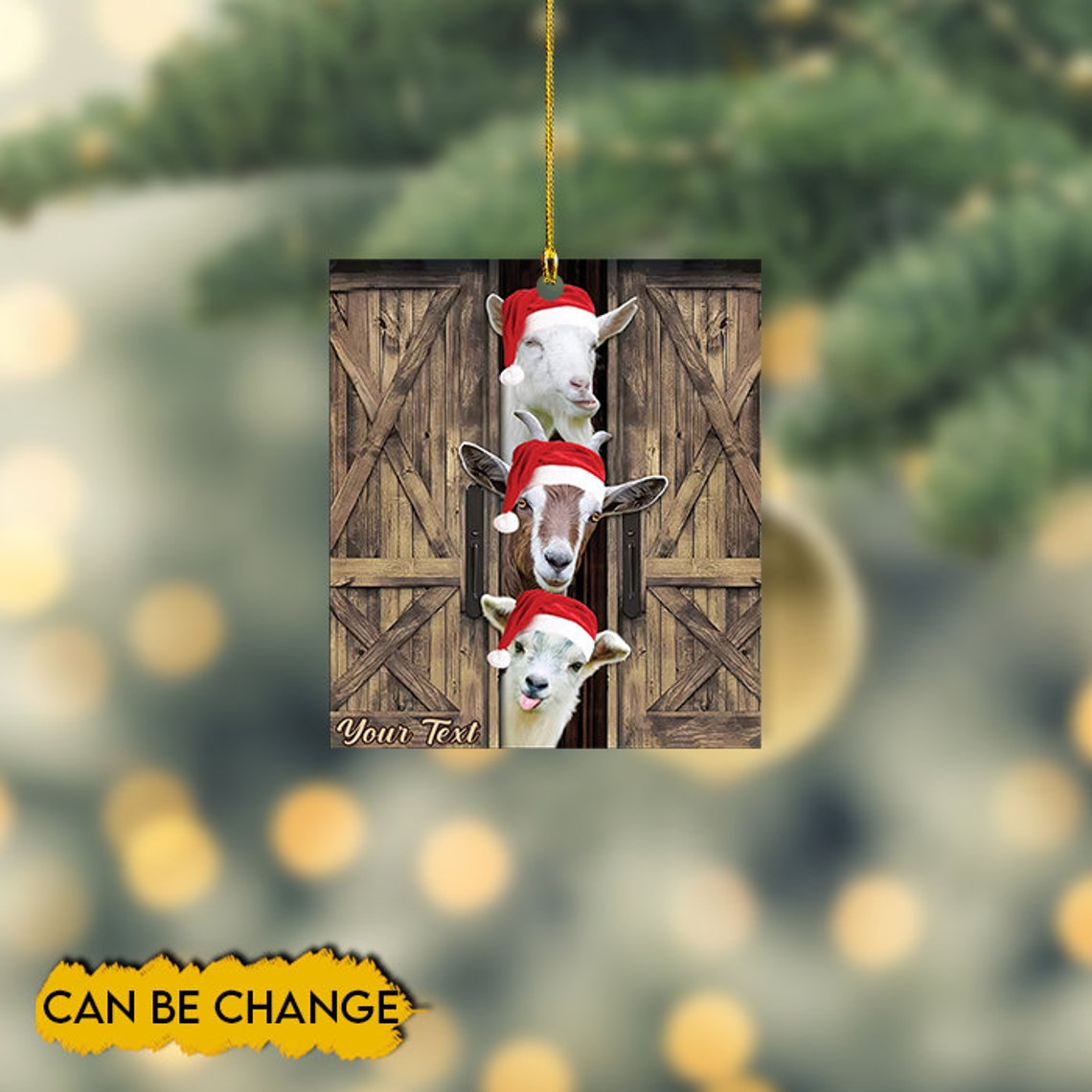 Personalized Goat Farm Christmas Ornament/ love Goat tree hanging/ Goat lover Hanging Ornament/ Funny Goat Xmas gift