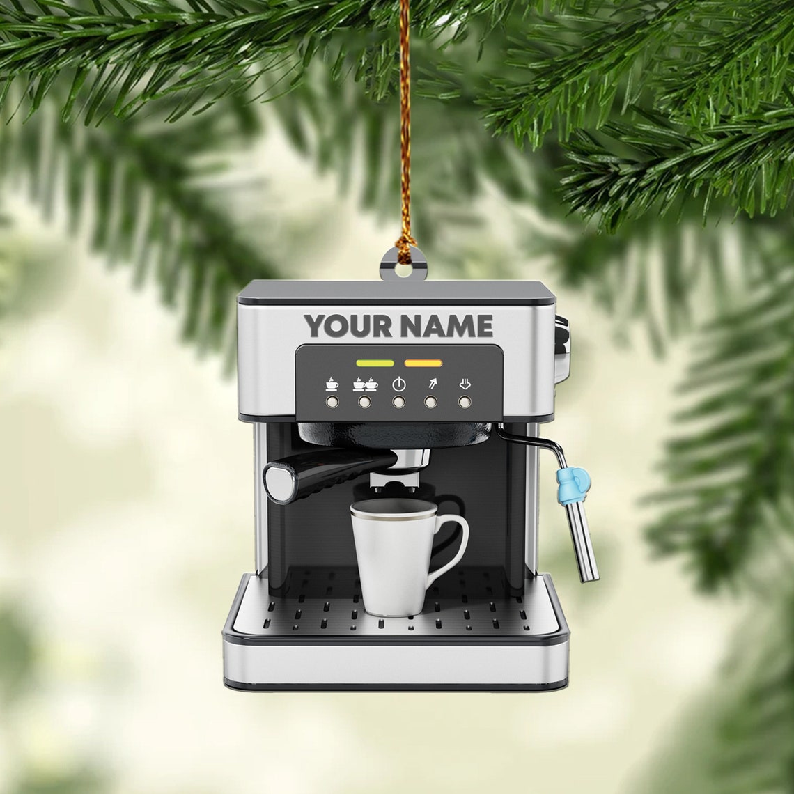 Personalized Coffee Machine Ornament Coffee Christmas Ornament Barista Ornament