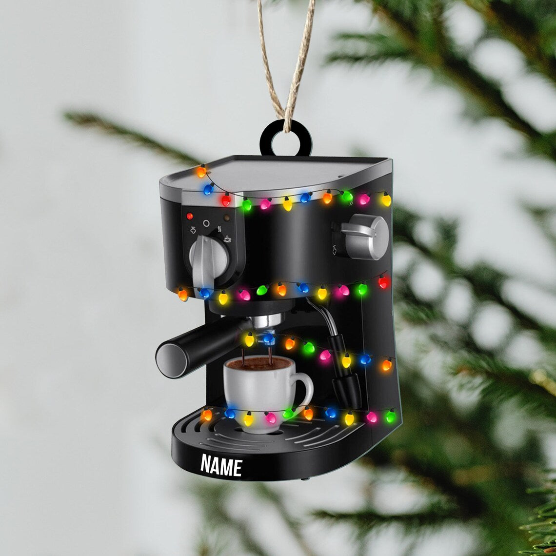 Personalized Coffee Machine Ornament Coffee Christmas Ornament Barista Ornament